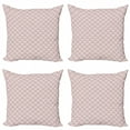 thumbnail image 1 of Pink Damask Throw Pillow Cushion Case Pack of 4, Monochrome Abstract Leaves and Floral Details Rhythmic Illustration, Modern Accent Double-Sided Print, 4 Sizes, Pale Salmon and White, by Ambesonne, 1 of 2