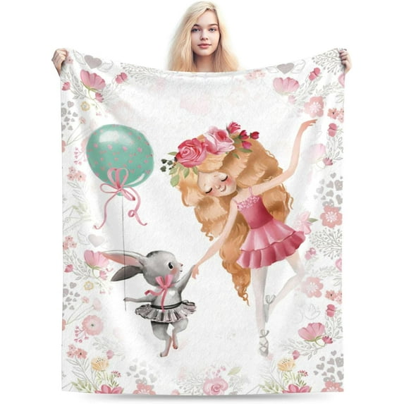 Pink Dance Blanket Dance Life Gifts Cute Rabbit Flannel Fleece Throw Blankets Gift for Girl for Chair Car Sofa Couch Bed Office All Season 50"X40"