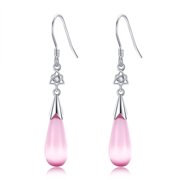 Pink Dangle Earrings 925 Sterling Silver Pink Earrings Dangling Celtic Earrings Mother's Day Gift
