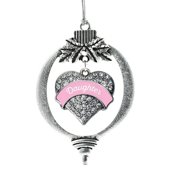 Pink Daughter Pave Heart Holiday Ornament