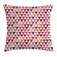 thumbnail image 1 of Pink Decor Throw Pillow Cushion Cover, Geometric Triangle Patterns with Polka Dots Lines Zig Zag Prints Abstract Image, Decorative Square Accent Pillow Case, 16 X 16 Inches, Multicolor, by Ambesonne, 1 of 2