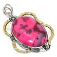 thumbnail image 1 of Natural Pink Dendritic Gemstone 925 Sterling Silver Two Tone Pendant 2.80", 1 of 1
