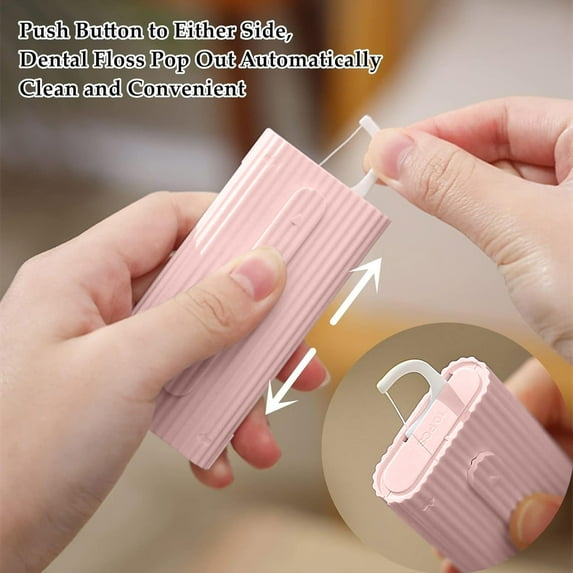 Pink Dental Floss Portable Case, Storage 10 Picks Adult Floss in Box. The Best Tool for Cleaning Teeth and Oral Care. Portable Travel Floss is Perfect for Dinners,Dating,Travel,Hotels.(White)