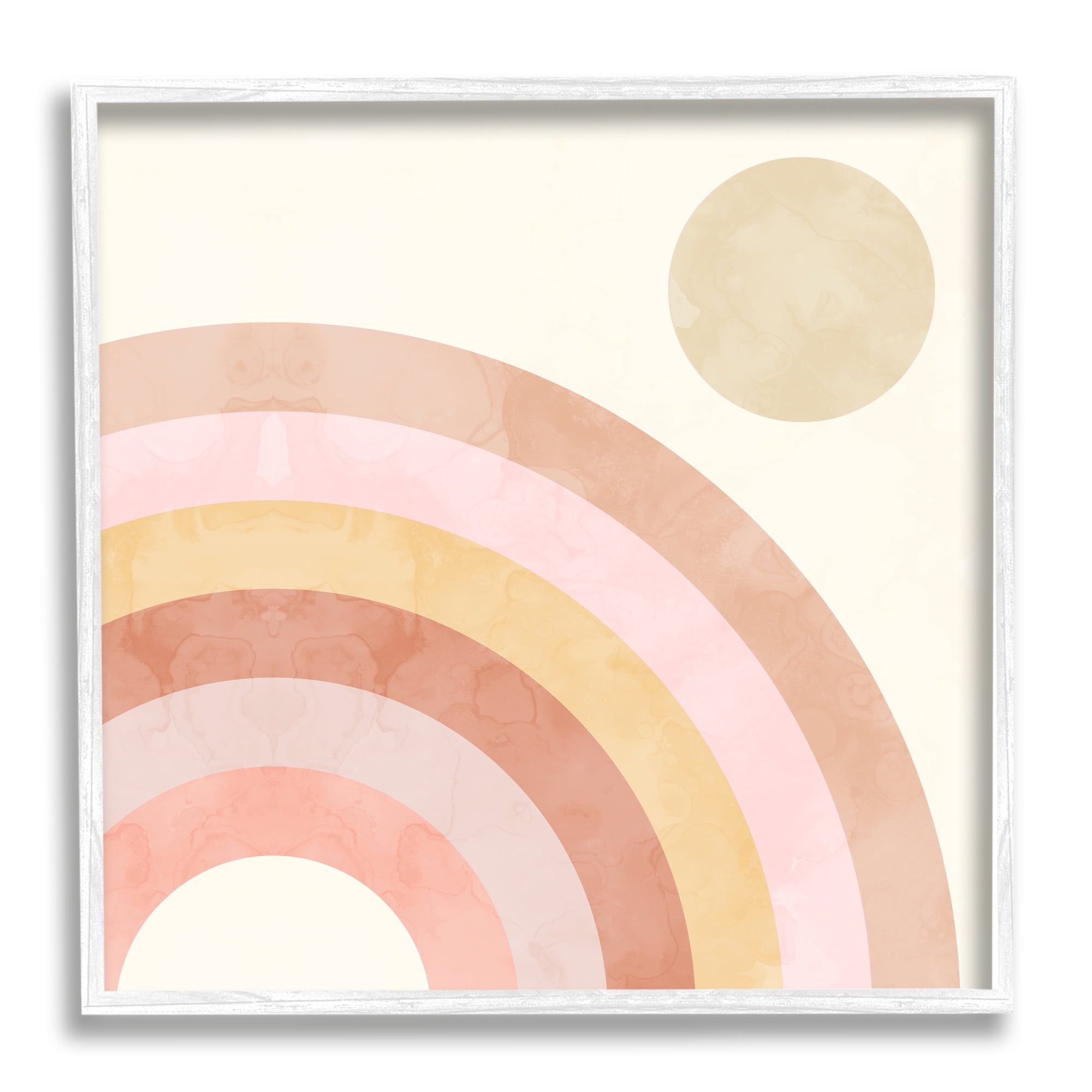 Pink Desert Rainbow Rising Sun Geometric Arches Landscape Framed Art Print Wall Art, 17x17
