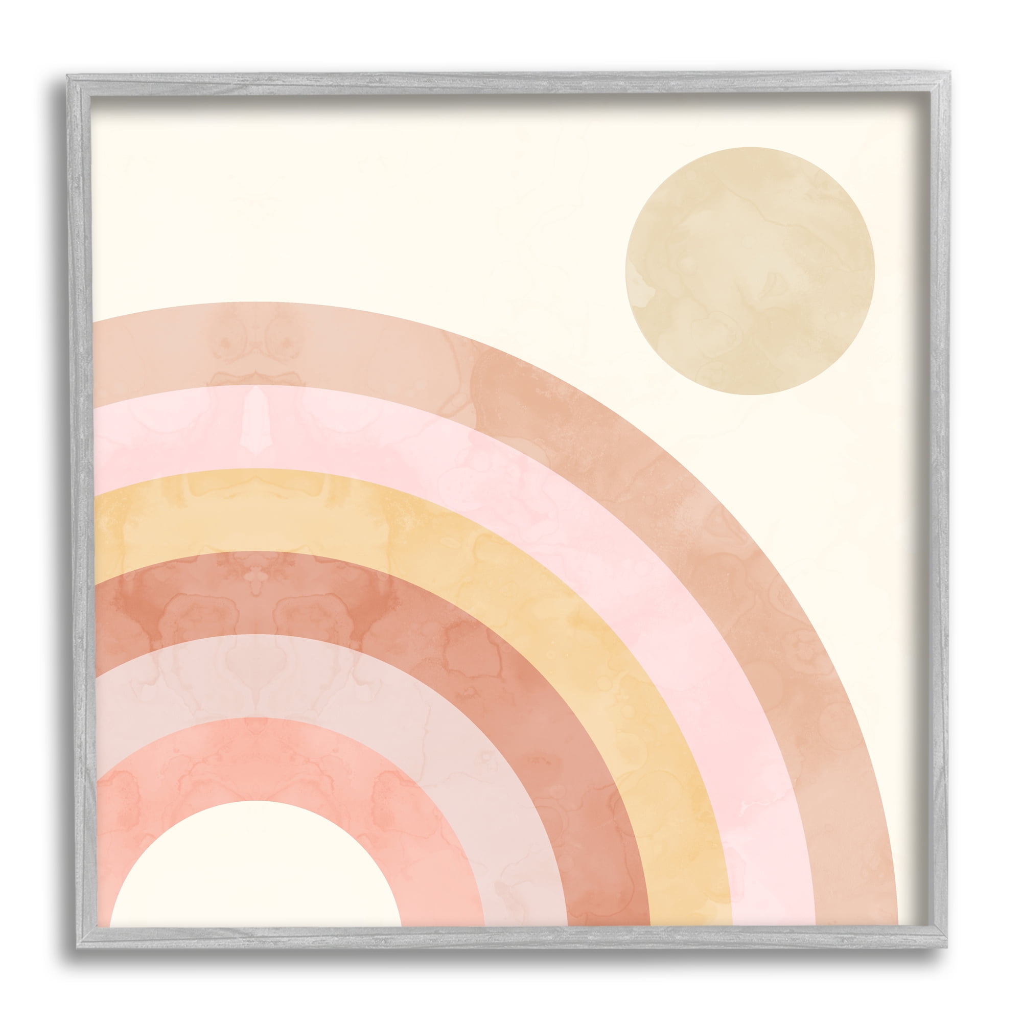 Pink Desert Rainbow Rising Sun Geometric Arches Landscape Framed Art Print Wall Art, 17x17