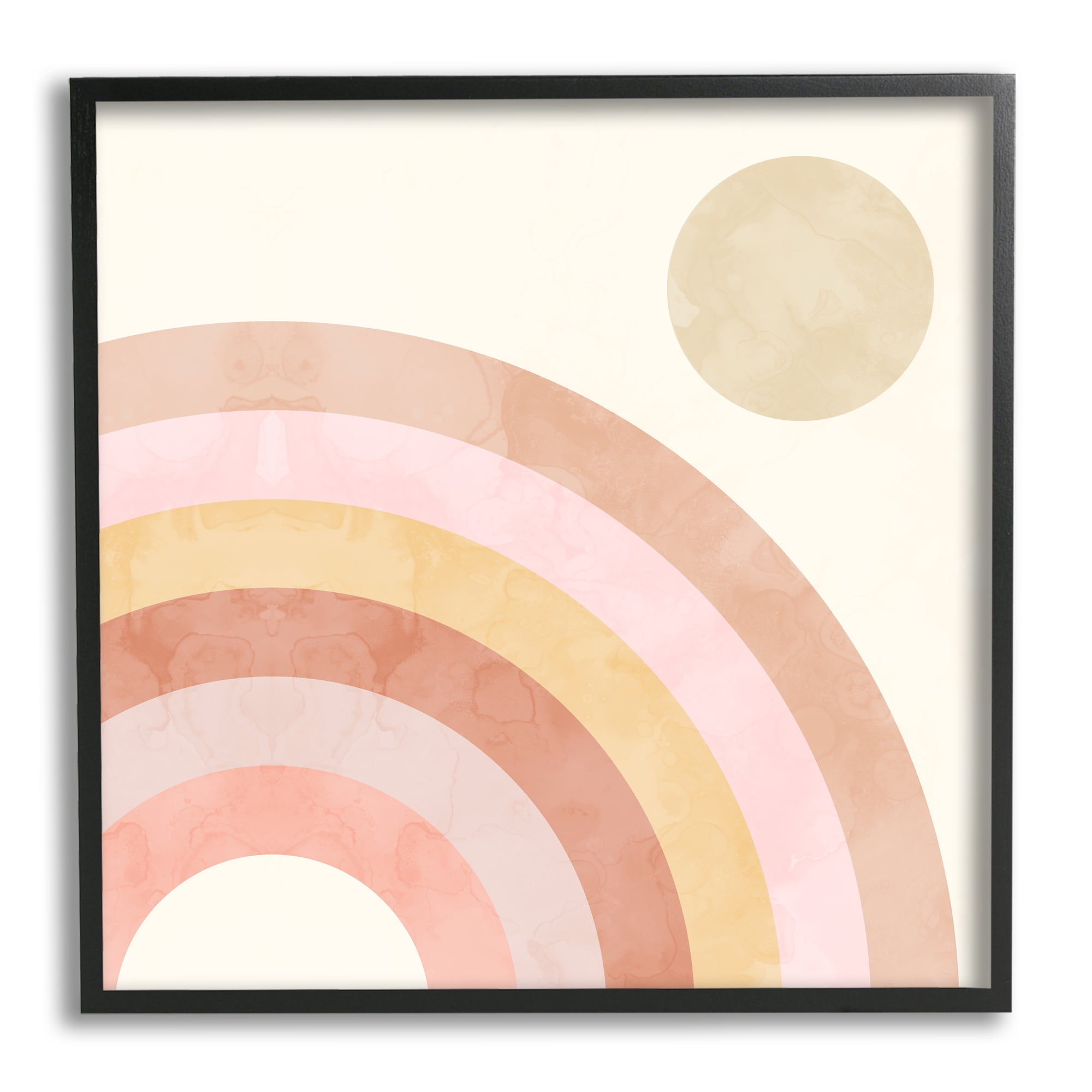 Pink Desert Rainbow Rising Sun Geometric Arches Landscape Framed Art Print Wall Art, 17x17