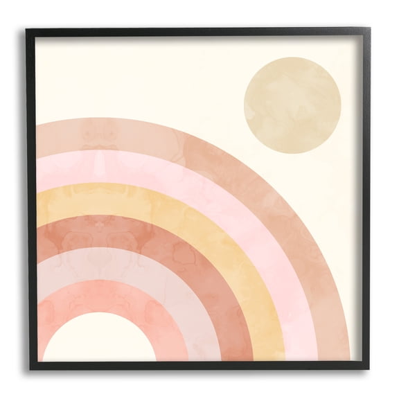Pink Desert Rainbow Rising Sun Geometric Arches Landscape Framed Art Print Wall Art, 17x17