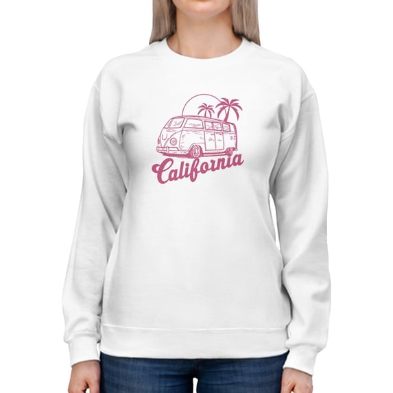 Pink Design Of A Retro Van Sweatshirt Women -GoatDeals Designs, Female Large