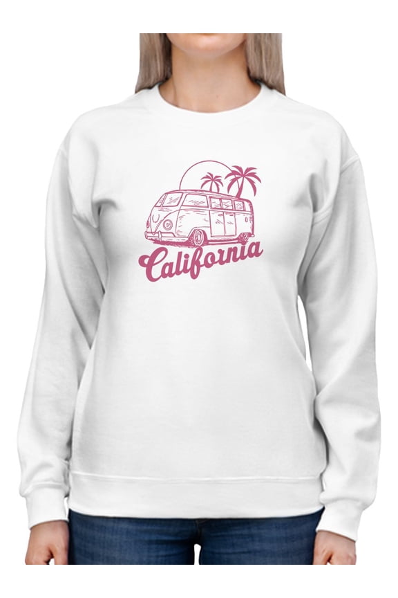 Pink Design Of A Retro Van Sweatshirt Women -GoatDeals Designs, Female Small