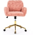 thumbnail image 1 of Pink Desk Chair Faux Fur Vanity Chair, Comfortable Home Office Chair with Wheels for Women, Swivel Wide Office Chair Makeup Chair Height Adjustable for Office, Study, Bedroom, Pink, 1 of 7