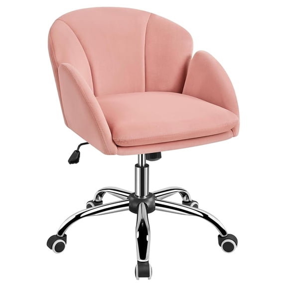 Pink Desk Chair Vanity Chair Comfy Chair Cute Desk Chair for Home Office Modern Swivel Rolling Chair for Bedroom, Living Room, Makeup Room Women