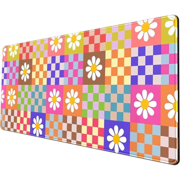 Pink Desk Mat Trendy Checkered Aesthetic Desk Pad Computer Large Mouse Pad Aesthetic Desk Accessories Office Gifts for Her Cute Keyboard and Mouse Pad Desk Computer Mat 31.5 X 11.8 in