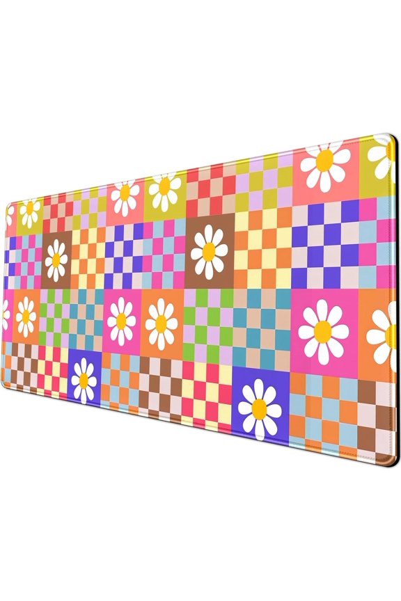Pink Desk Mat Trendy Checkered Aesthetic Desk Pad Computer Large Mouse Pad Aesthetic Desk Accessories Office Gifts for Her Cute Keyboard and Mouse Pad Desk Computer Mat 31.5 X 11.8 in