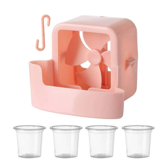 Pink Desktop Floor Fan Household Refrigeration Summer Ice Cooling Head Fan With 4 Ice Cups Plastic Material Portable Design Compact Size #8L147