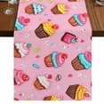 thumbnail image 1 of Pink Dessert 70 Inch Table Runner, Modern Art Cute Farmhouse Dresser Scarf Cotton & Linen Tablerunner for Dining/Kitchen Island/Holiday Party Décor 13" x 70", 1 of 9