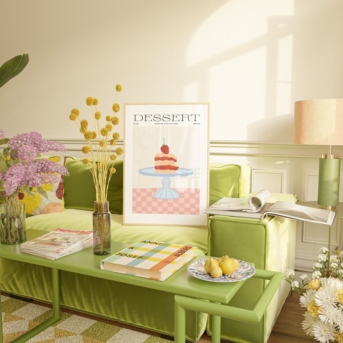 Pink Dessert Print Maximalist Cake Poster Vibrant Kitchen Art Wall Art ...