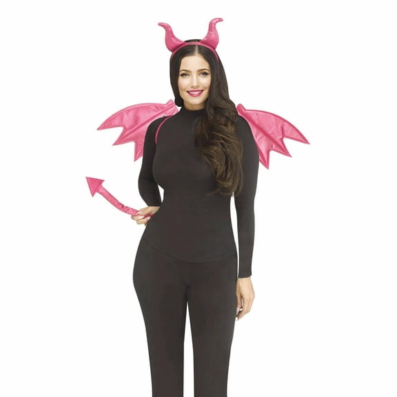 Pink Devil Horns, Wings & Tail Costume Set
