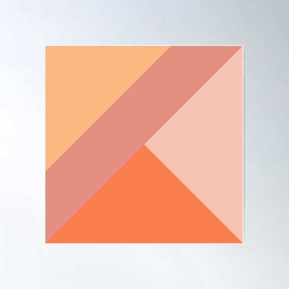 Pink Diagonal Stripe With Triangles Poster Wall Art, Modern Wall Decor For Living Room Bedroom, 16x16 UNFRAMED