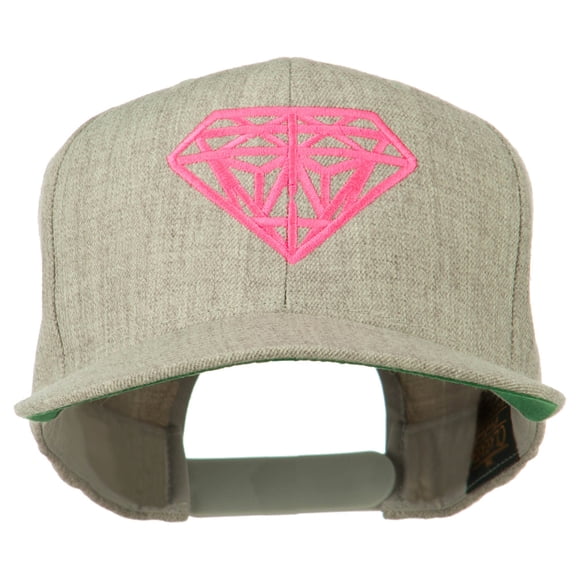 Pink Diamond Outline Embroidered Snapback Cap - Heather OSFM