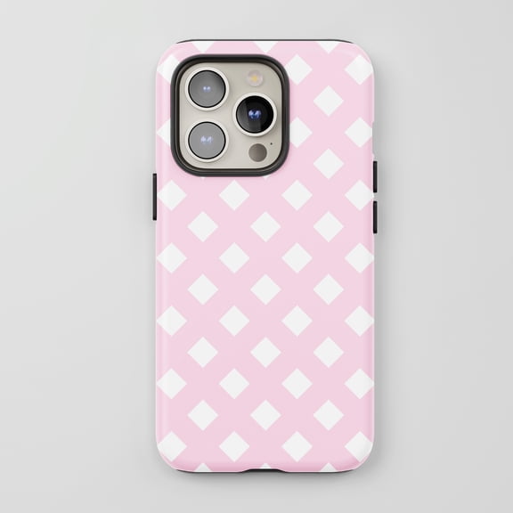 Pink Diamond Pattern For All iPhone Series Protective Phone Case Pink White Geometric
