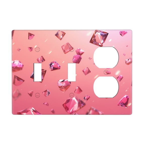 Pink Diamonds Fallen Switch Cover Decorative Wall Plate 3-Gang 2-Toggle 1-Duplex Standard Size