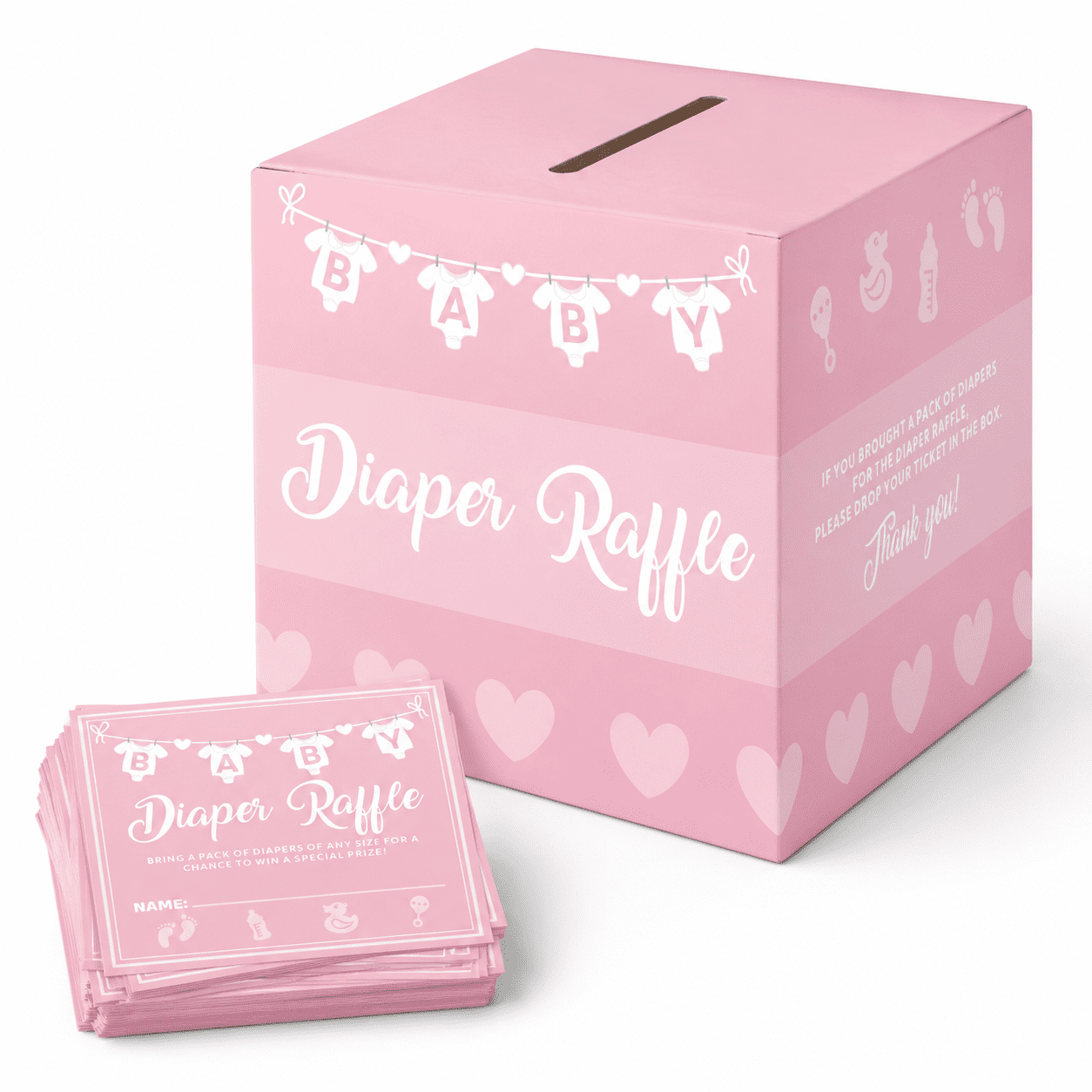 Flash Raffle Items Pink - Diaper Raffle Shower Game Set with Box and 50 Tickets - Walmart.com