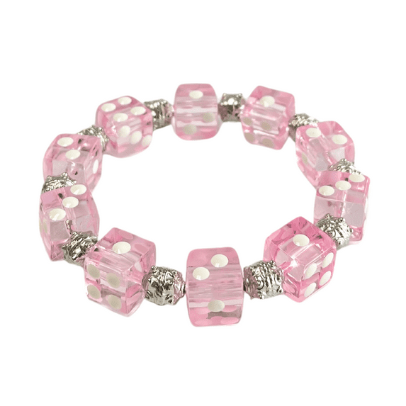 Pink Dice Bracelet for Women, Casino Bunco Jewelry, Birthday Christmas Gift for Her, 1 pc
