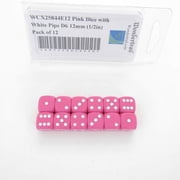 Pink Dice with White Pips D6 12mm 1/2in Pack of 12 Wondertrail