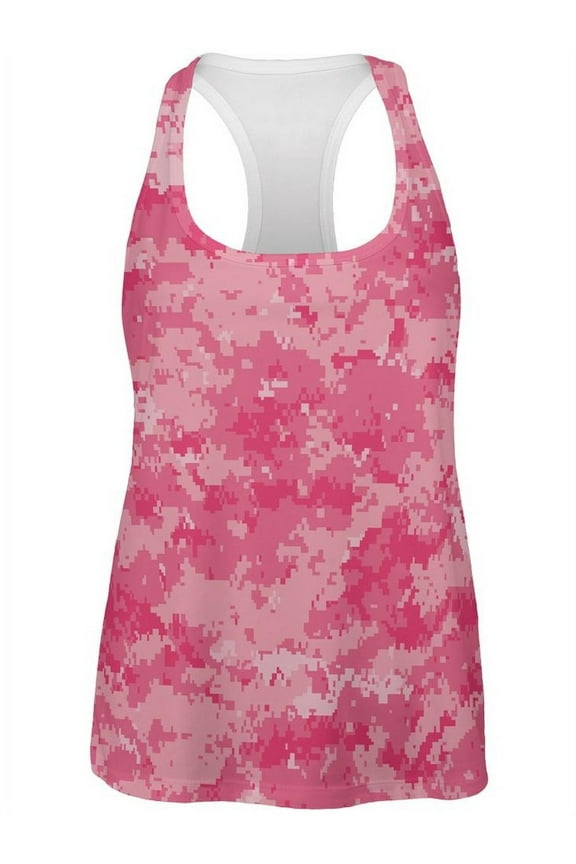 Pink Digi Camo All Over Womens Racerback Tank Top - Medium