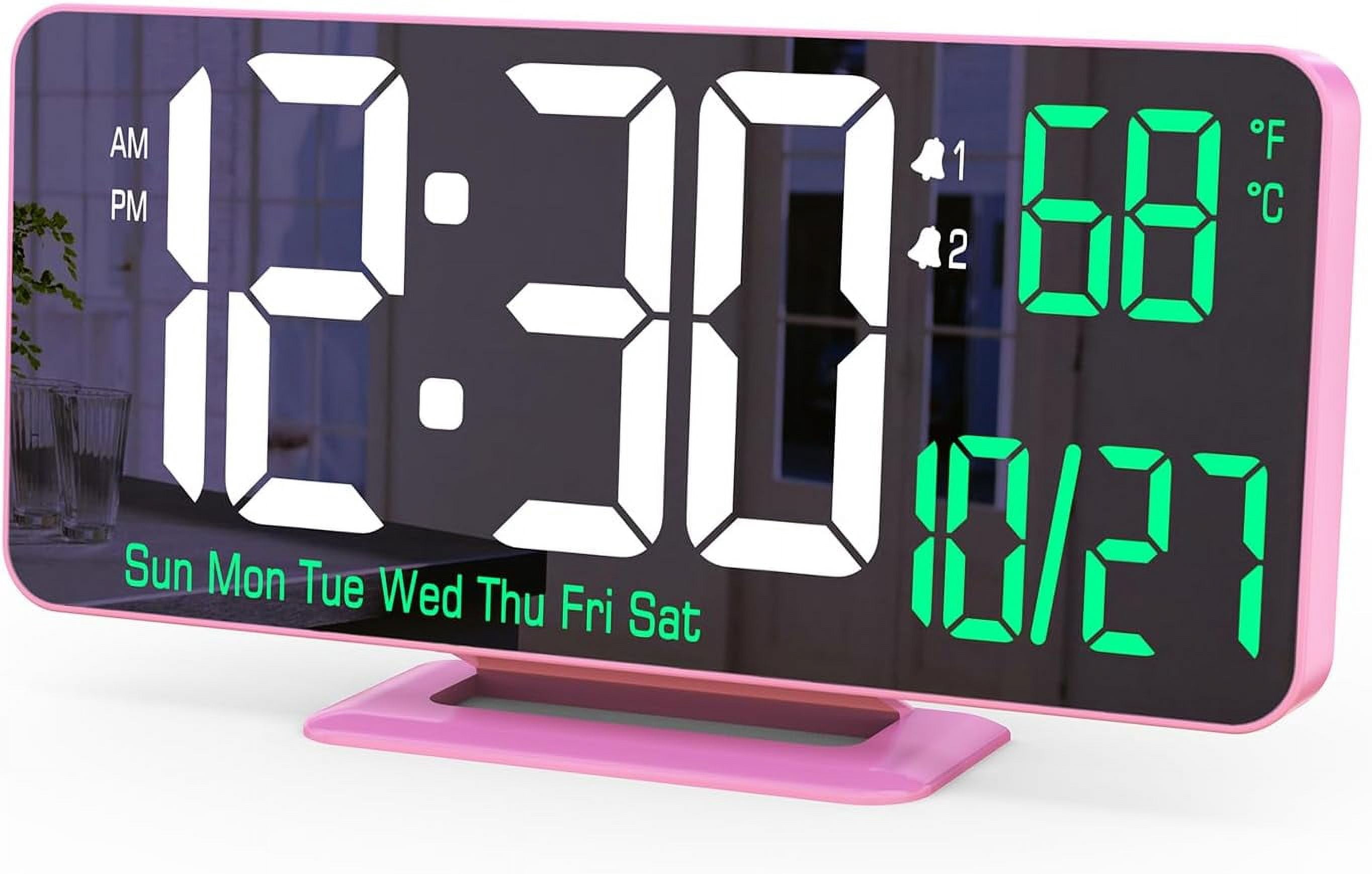 18.7" Large Digital Wall Clock With Remote - LED Display, Timer, Alarm, Calendar & Temperature