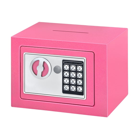 Pink Digital Keypad Safe Box with Drop Slot, Small Home Safe with Keys, 0.2 Cubic Feet