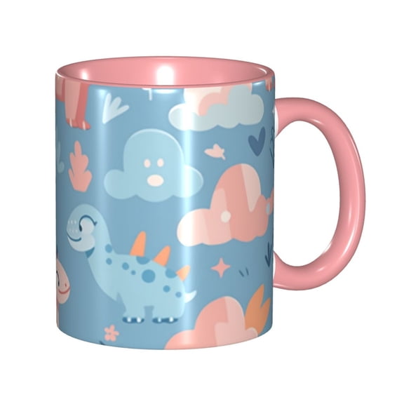 Pink Dinosaur Coffee Mug Fun Custom Ceramic Mugs 11oz Pink