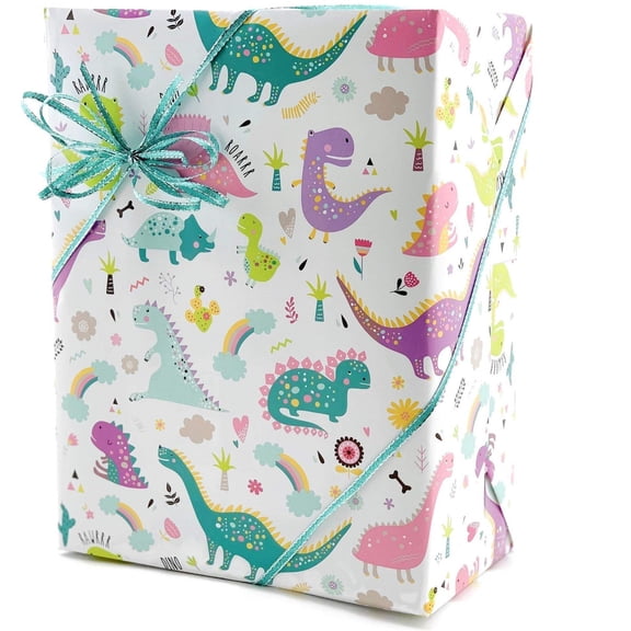 Pink Dinosaur Gift Wrap