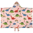 thumbnail image 1 of Pink Dinosaur and Rainbow Pattern Hooded Bath Towel，60"x35" for Ages 3 To 12 Kids, Quick Dry Lightweight Soft Microfiber Hood Beach Towel Cover Up for Kids, 1 of 7