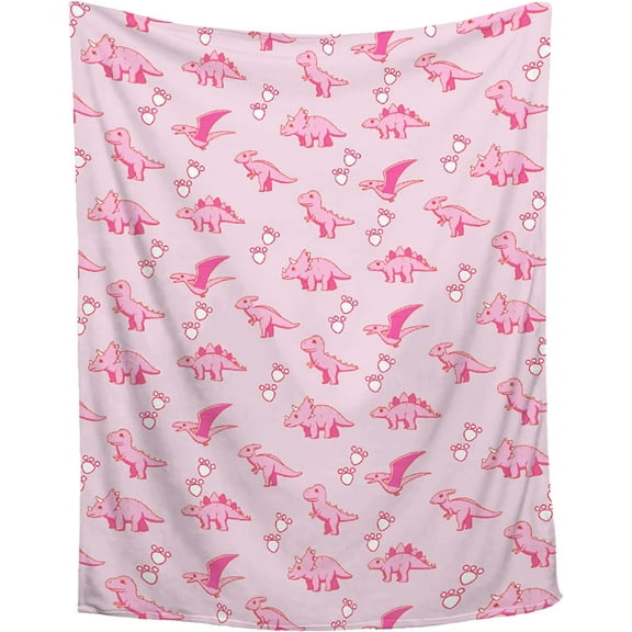 Pink Dinosaur Throw Blanket Super Soft Flannel Blanket Home Decor,Plush Fuzzy Cozy Bed Quilt Blanket for Couch Bed Sofa All Season,30"x40"-Toddlers/Pets Size