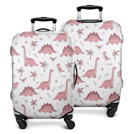 Pink Dinosaur and Bird Pattern Luggage Cover Fashion Suitcase Cover Baggage Covers Fit 25-28 Inch Luggage (Go Travel)