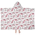 thumbnail image 1 of Pink Dinosaurs Palms Bones Pattern Hooded Bath Towel，60"x35" for Ages 3 To 12 Kids, Quick Dry Lightweight Soft Microfiber Hood Beach Towel Cover Up for Kids, 1 of 7