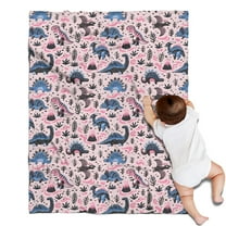 Pink Dinosaurs Plants Pattern Blanket,Comfortable Soft Lamb Wool Throw Blanket,All Season,Warm Lightweight Blankets for Sofa Bed Couch Living Room Chair,30"x40"