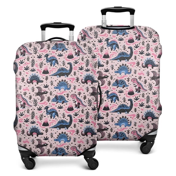 Pink Dinosaurs Plants Pattern Luggage Cover Fashion Suitcase Cover Baggage Covers Fit 25-28 Inch Luggage (Go Travel)