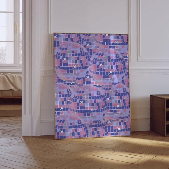 Pink Disco Ball Funky Design 2 Unframed Paper Print