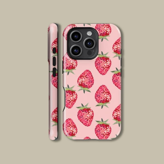 Pink Disco Ball Strawberry Case for iPhone Samsung Funky
