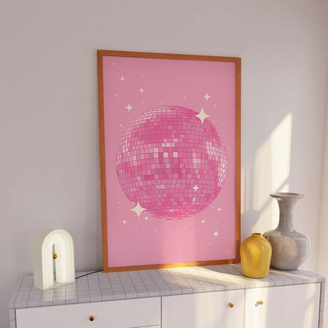 Pink Disco Design3 Poster Ball Exhibition Mirrorball Art Cute Trendy ...