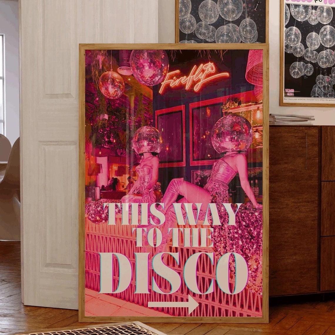 Pink Disco Poster, 70S Wall Print, Typography Print, Preppy Art, Party ...