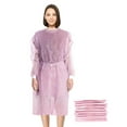 thumbnail image 1 of Pink Disposable Isolation Gown. 50 Pack Disposable Gowns Medical with Cuffs, Sleeves, Back Ties. 45 GSM SPP Disposable Medical Gowns for Women and Men. Unisex Disposable Surgical Gowns, 1 of 7