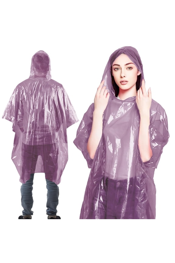 Pink Emergency Rain Ponchos, Hooded Individually Wrapped, 200 Count, 0.02 mm