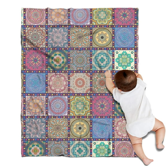 Pink Diverse Mandala Pattern Blanket,Comfortable Soft Lamb Wool Throw Blanket,All Season,Warm Lightweight Blankets for Sofa Bed Couch Living Room Chair,30"x40"