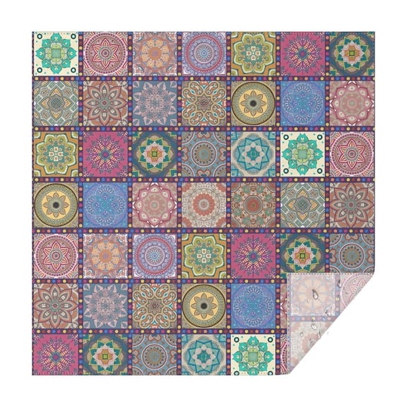 Pink Diverse Mandala Pattern Square Tablecloth,Waterproof Square Table Cover,Wipeable Spillproof Washable Table Cover for Home Kitchen Party Decor 42"X42"(107x107cm)