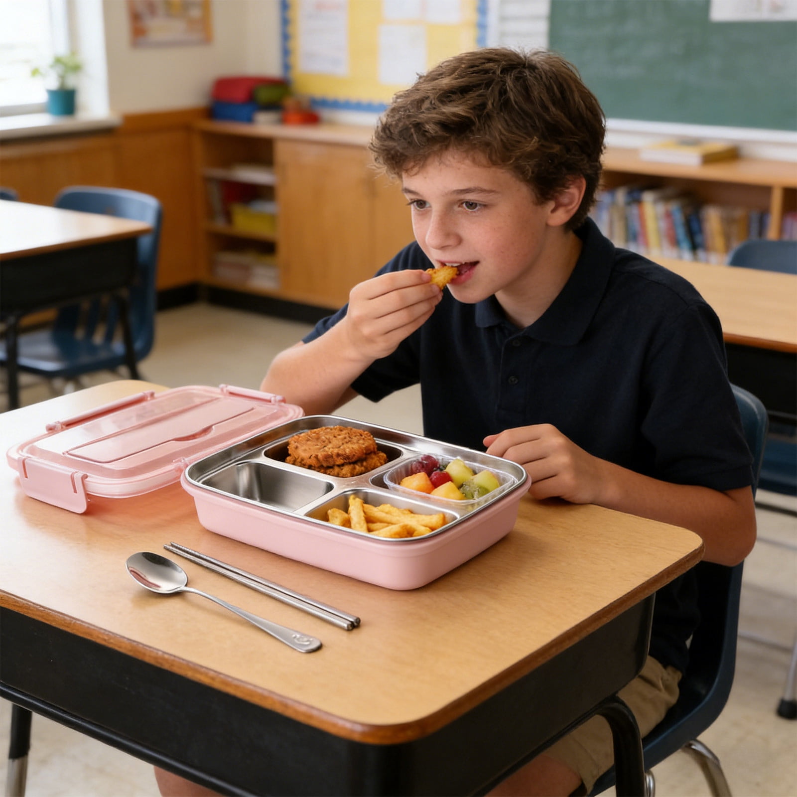 Pink Divided Food Storage Container, BPA-Free Plastic Material ...