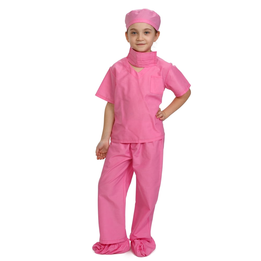 Dress Up America Kids Doctor Scrubs Outfit Pink Uniform Costume for