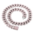 thumbnail image 1 of Pink Dog Chain Necklace with Diamond, Bling Cuban Link Puppy Collars Glitter Rhinestone Cat Jewelry for Small Medium Large Pet Dogs, 8-Inch, 1 of 8
